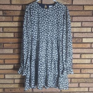 Dee Elly Navy Medium Long Sleeve Floral Dress